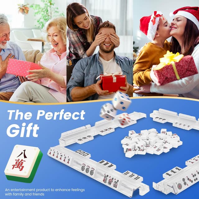 Thumbnail 6 de Suncle 4PCS Mahjong Racks with Pushers (Clear Acrylic) — Modern tile racks with built-in pushers