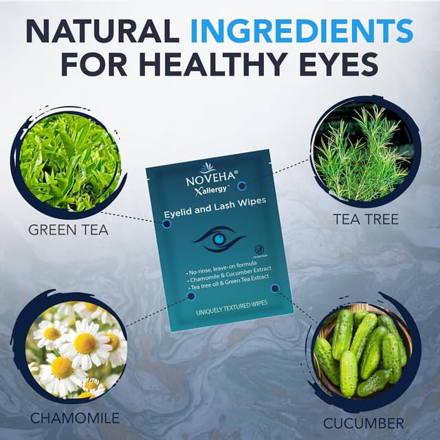 Detalle de NOVEHA 60-Pack Allergy Relief Eyelid Wipes (Pre-moistened, Hypoallergenic)