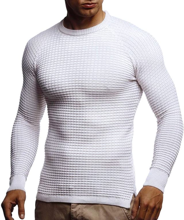 Detalle 2 de Leif Nelson maglione da uomo con scollo rotondo slim fit in maglia fine