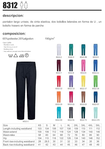 Detalle 2 de MISEMIYA Pantalón sanitario unisex con cintura elástica (corte recto) Ref. 8312