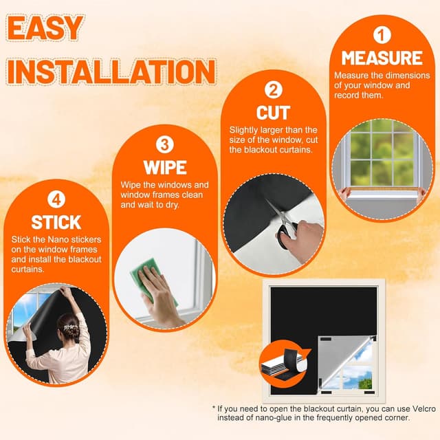 Thumbnail 4 de 2 PCS Blackout Curtains for Travel 145 x 300cm