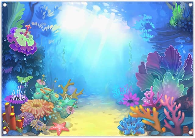 Detalle de Luminora 7x5ft Summer Under The Sea Cartoon Ocean Backdrop for Princess Girl Birthday & Photo Props