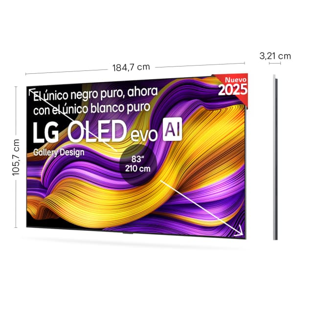 Detalle de LG OLED83G55LW TV OLED evo AI G5 4K 83" 📺 Con soporte
