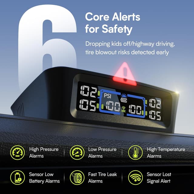 Detalle 2 de Tymate TM12 RV Tire Pressure Monitoring System (TPMS) with USB-C/Solar Charging, Set of 6 Sensors, 2026 Version