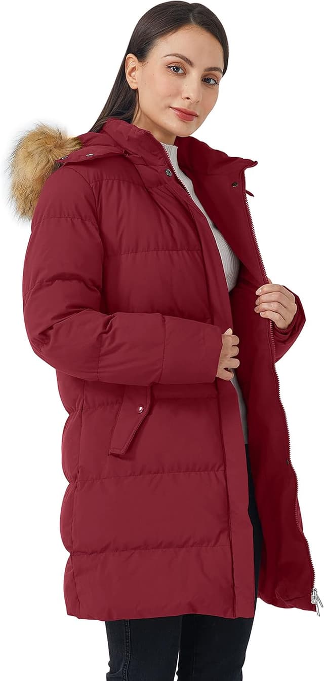 Detalle 2 de WenVen Women’s Winter Warm Thicken Long Coat with Removable Faux Fur Hood