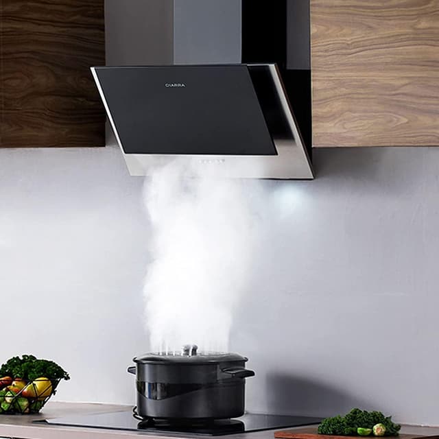 Thumbnail 3 de CIARRA Campana Extractora 60cm Extractor Cocina Clase A++ 350m³/h 3 Velocidades Potencia Recirculación Interna por Filtro de Carbono de Bajo Consumo Cristal y Acero inoxidable CBCB6736C