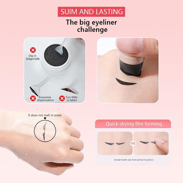 Detalle de Set Sitovely da 2 matite eyeliner in gel con timbro pieghevole e stencil per occhi di gatto