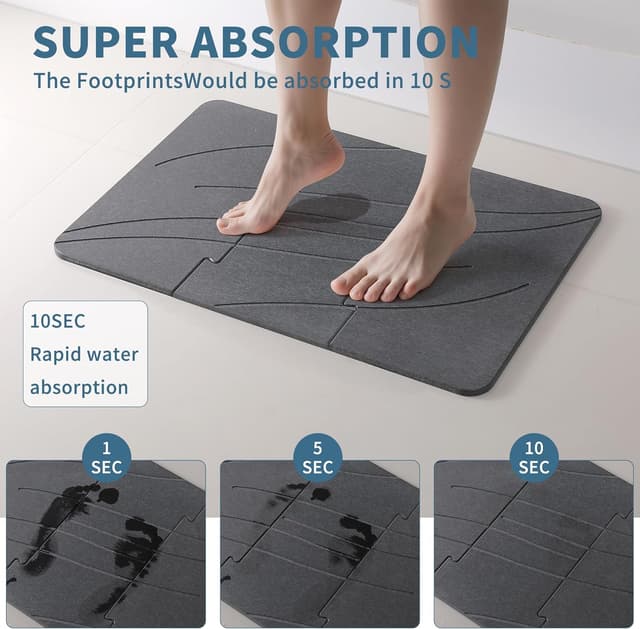 Detalle de Dai Lufei Tapis de bain en pierre 39 x 60 cm en diatomée – séchage rapide, antidérapant