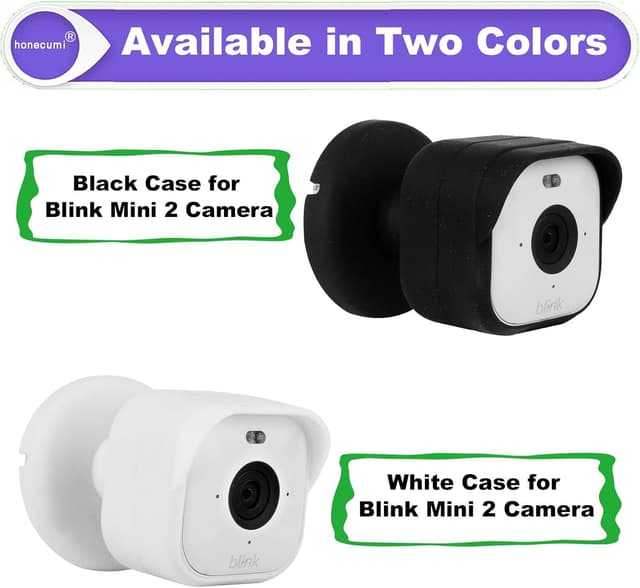 Detalle de honecumi Blink Mini 2 camera silicone skin case with sun shield (Black) — snug, weatherproof cover