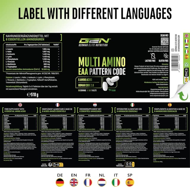 Thumbnail 6 de GEN German Elite Nutrition EAA Multi Amino – 500 Tabletten mit 1.000 mg, vegan & laborgeprüft