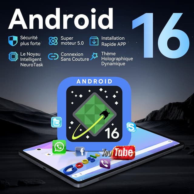 Detalle de TABWEE T60 Android 16 12 pouces 48 Go