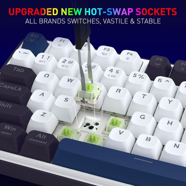 Detalle de Redragon K744 Pro clavier de jeu sans fil RVB 99 touches mécanique (3 modes) à prises remplaçables à chaud