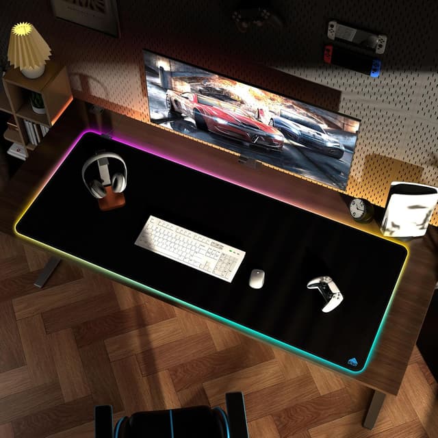 Detalle de Cacoy tappetino per mouse gaming RGB XXL 1500×600×3 mm con 9 modalità luce