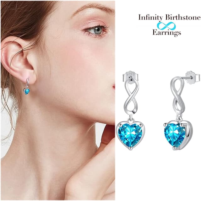 Detalle de Qings Birthstone Infinity Stud Earrings