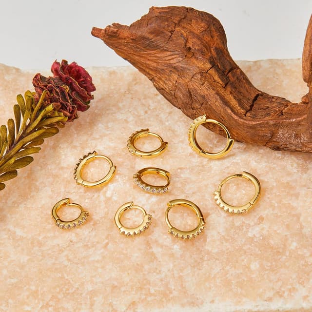 Thumbnail 6 de Nelytiya 4 Paar Creolen aus Sterlingsilber 925 mit Zirkonia (7/8/9/10 mm) – Set für Damen