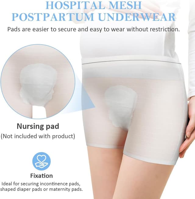 Detalle 2 de ACWOO Postpartum Disposable Knickers (10 pack) – high-waist mesh pants for C-section recovery, travel, period & incontinence