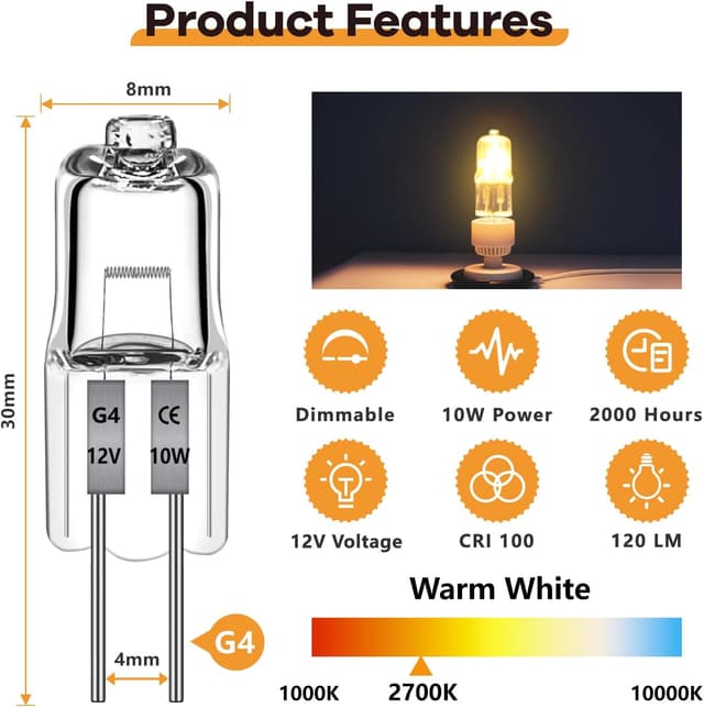 Thumbnail 1 de Morotty G4 Halogenlampe 10W 2700K 12er Pack