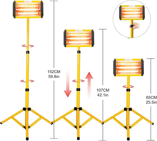 Detalle 2 de DATOUBOSS lampada di polimerizzazione per vernici auto a infrarossi 1000W con timer 0-90 min