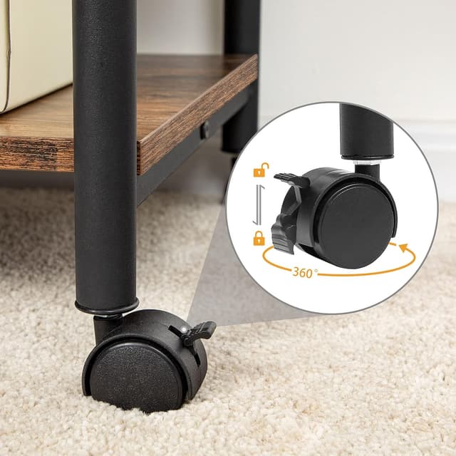 Detalle 2 de HOOBRO Druckertisch EBF03PS01G1 mit 3 Ebenen, höhenverstellbar und arretierbaren Rädern