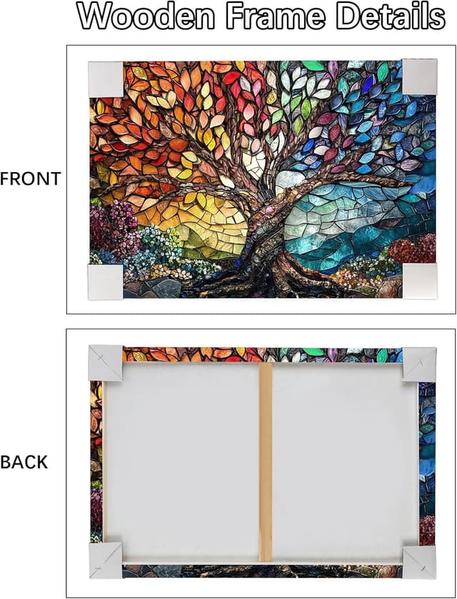 Thumbnail 4 de Wooden Framed Canvas Tree of Life 40x60cm