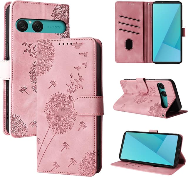 Detalle de Rostsant Handyhülle für Sony Xperia 10 VII Löwenzahn – PU-Leder Flip Case mit Magnetverschluss und Kartenfächern