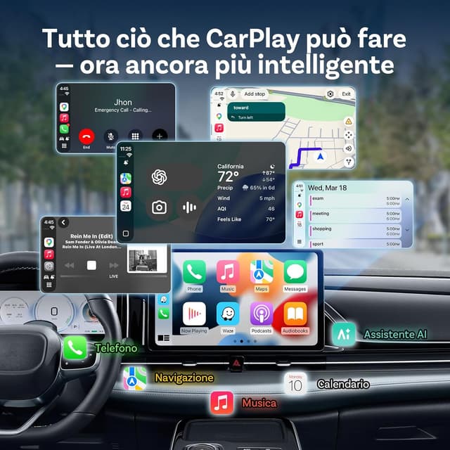 Detalle de Ottocast Mini Slim 2026 Version: adattatore wireless CarPlay e Android Auto su USB‑C