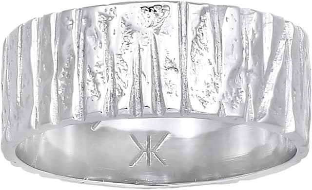 Detalle 2 de Kuzzoi Bague pour homme massive en argent 925 martelé – design vintage structuré, largeur 9 mm (tailles 60 à 66)