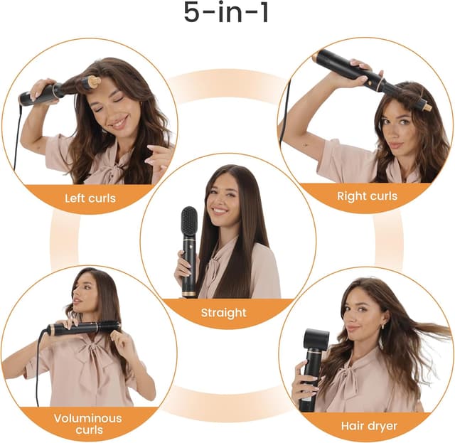 Detalle 2 de Airbrush 5 in 1 Multi Hair Styler & Blowdry Brush Hairdryer (Hot Magic) – Black Gold