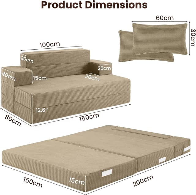 Detalle 2 de Fantico Folding Sofa Bed Double 150 × 205 cm