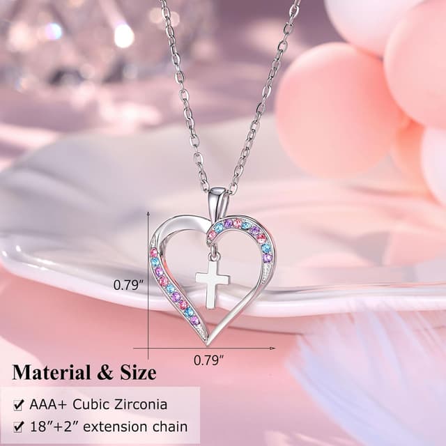 Detalle de Cubic zirconia cross necklace 18 inch