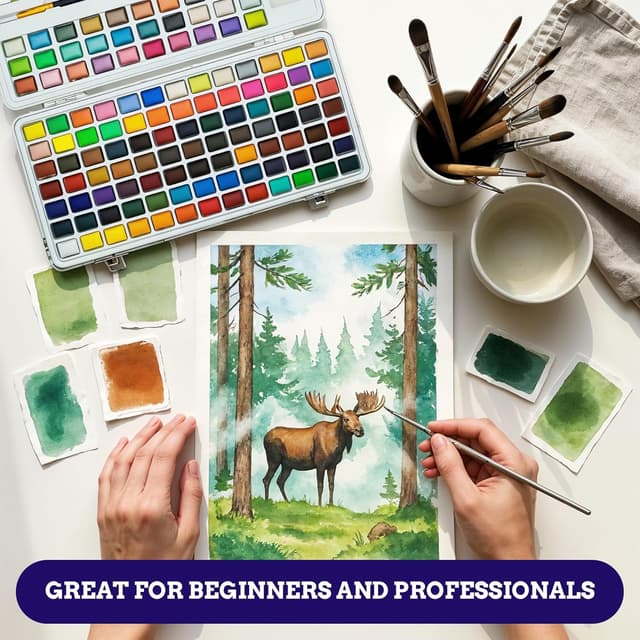 Detalle de Mikkelhus Watercolour Paint Set (120 colours incl. metallic & fluorescent) — portable travel set in gift box