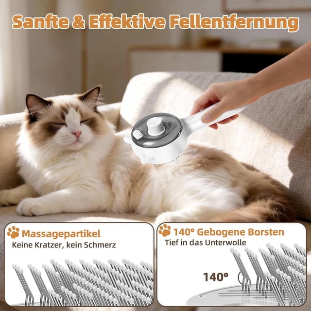 Detalle 2 de Dampf Katzenbürste 2-in-1 Set mit Nebel