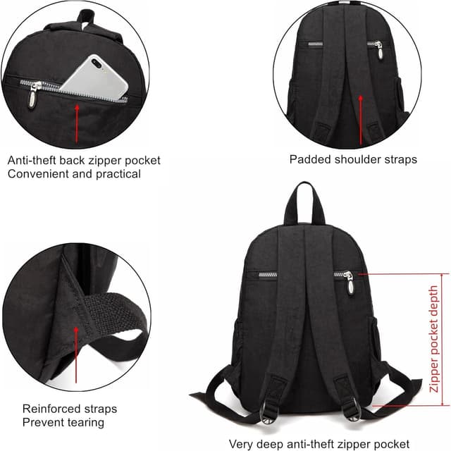 Thumbnail 6 de AOTIAN 9 litre nylon backpack, Black