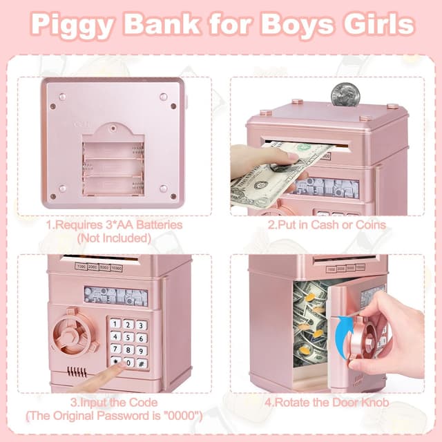 Thumbnail 3 de Refasy Piggy Bank ATM Electronic Coin Can 600 Coins