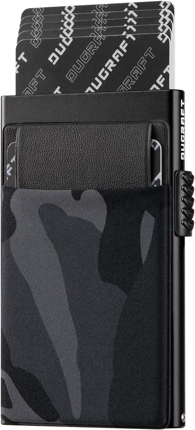 Detalle de DUGRAFT Men’s Pop-Up Aluminium Credit Card Holder Wallet with RFID Blocking & Coin Pocket