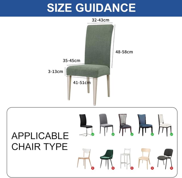 Detalle de Ystyle housse de chaise extensible lavable (4 pièces) vert clair