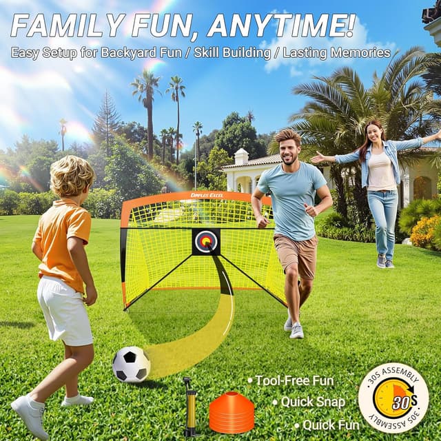 Detalle de Dimples Excel – Lot de 2 buts de football pop-up pour enfants, 152 x 91 cm, orange