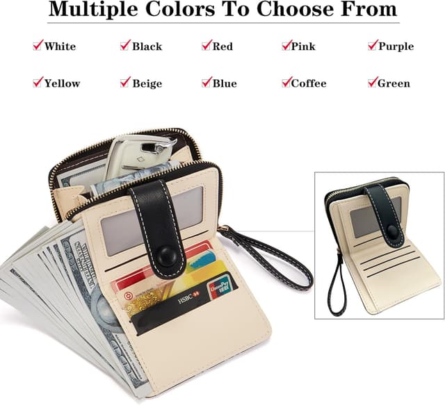 Detalle de LZSXDWXY Damen-Geldbörse mit Gänseblümchen-Motiv, Reißverschlussfächer und Kartenfächern