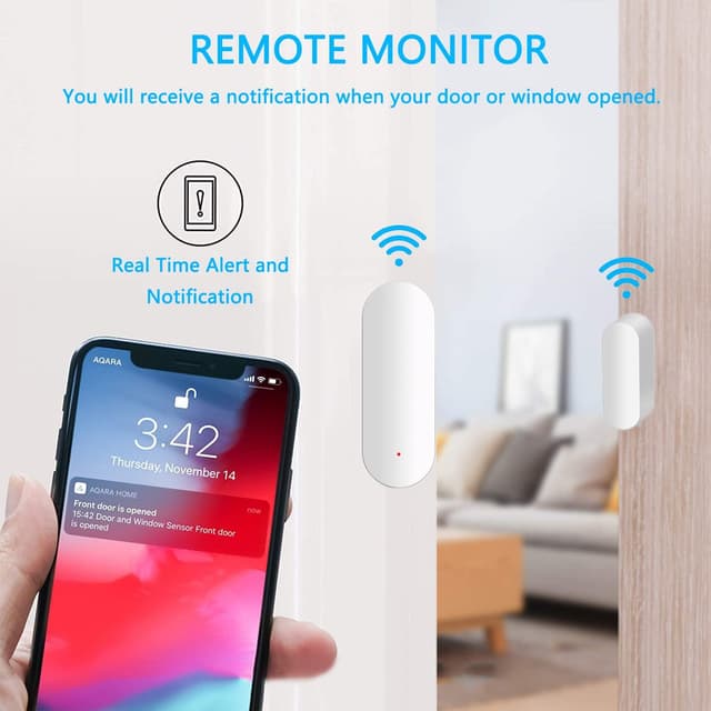 Detalle de Sensore porta WiFi intelligente per finestre e porte, wireless, compatibile Alexa e Google Assistant (1 Pack)