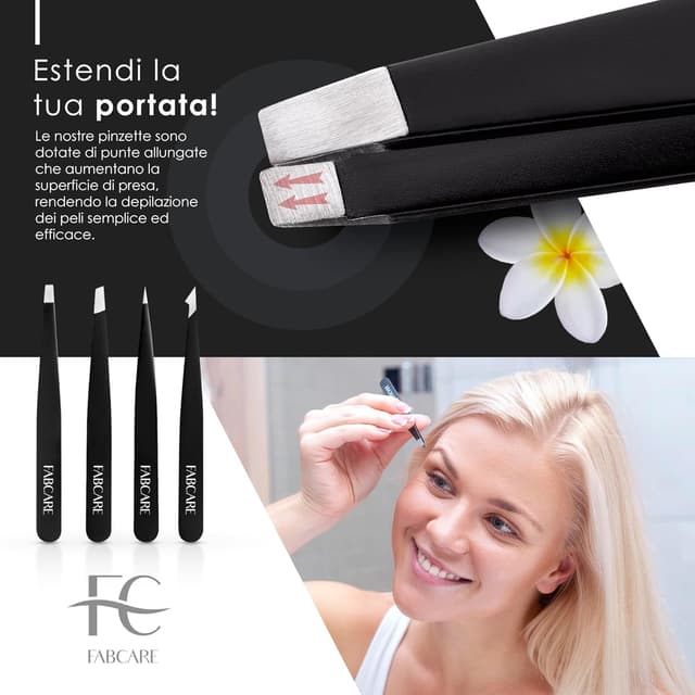 Detalle de FABCARE Pinzetta Sopracciglia 4 pezzi