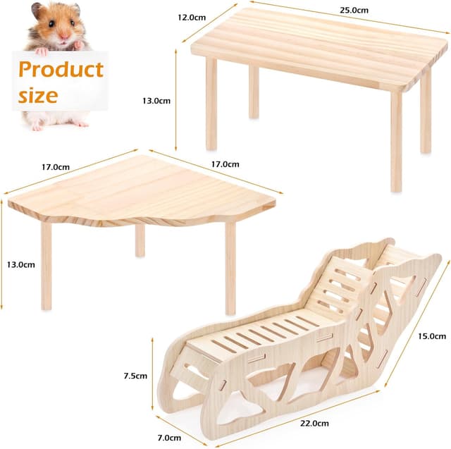 Thumbnail 1 de 3-piece Natural Wooden Hamster Game Platform