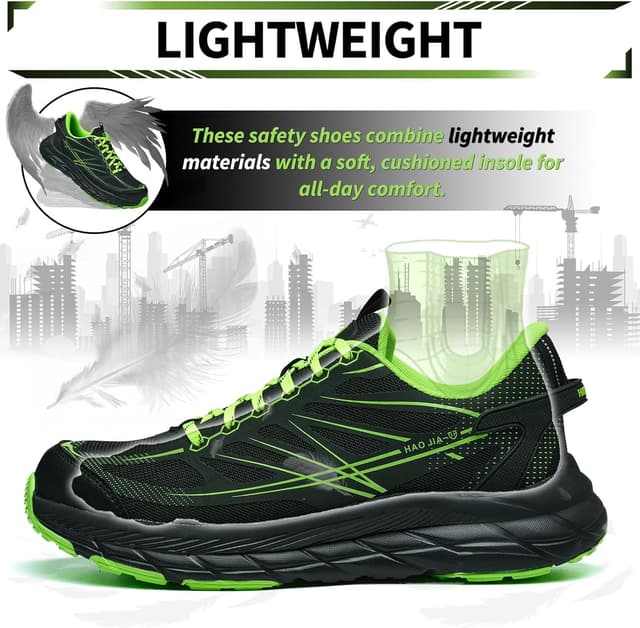 Detalle de NBOFIEHY Chaussures de sécurité légères antidérapantes et respirantes (embout acier 200 J, semelle EVA/kevlar)
