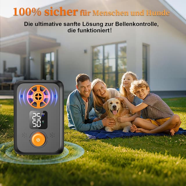 Detalle 2 de kacylzom Ultraschall-„Antibell“ für Hunde mit 5 Frequenzstufen, 3 Reichweitenmodi und Akku