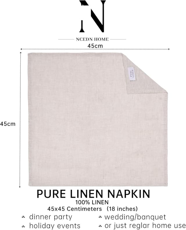 Thumbnail 5 de NCEDN Linen Napkins 45cm Set of 6
