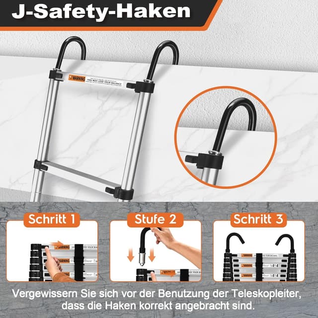 Detalle de HBTower 3,8 m Teleskopleiter aus Aluminium