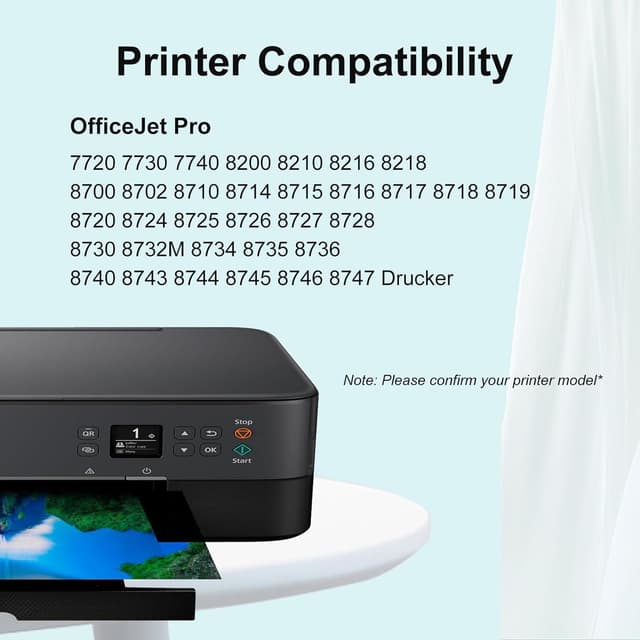 Detalle de WORTHDO kompatible Tintenpatronen HP 953XL Multipack (4er-Set) für OfficeJet Pro 7720/7740 & weitere