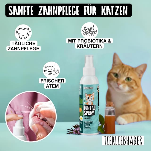 Detalle 2 de TIERLIEBHABER Katzen Zahnpflege Dentalspray – 100% natürlich, gegen Mundgeruch & Zahnstein (tierärztlich entwickelt)