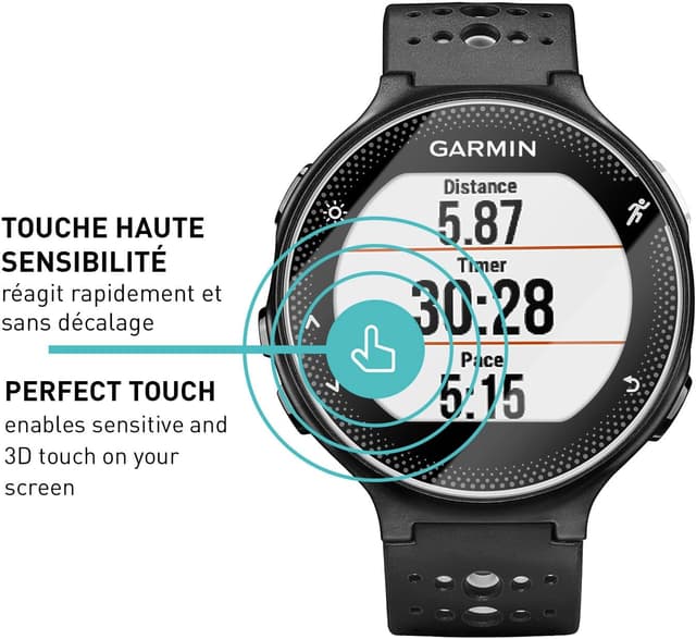 Detalle 2 de smartect Verre Trempé 9H (3 pièces) pour Garmin Forerunner 235 – protection écran HD anti-rayures, sans bulles