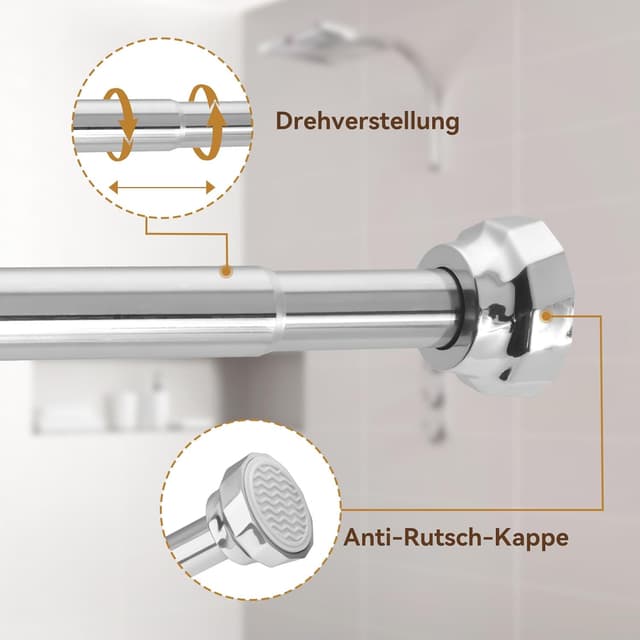 Detalle 1 de Duschvorhangstange ohne Bohren 25 mm 73-195 cm