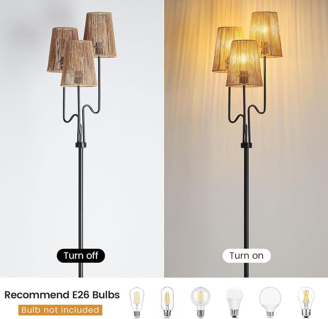 Thumbnail 1 de Boho Floor Lamp 68in rattan 3-light standing lamp ๐